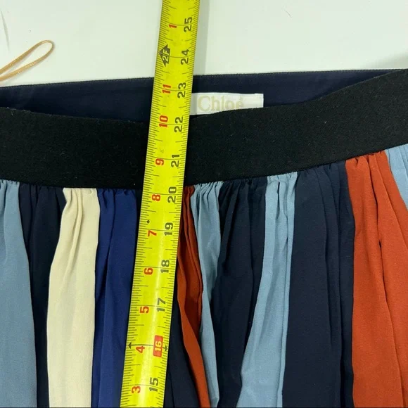 Chloe Striped Wool Pleated Silk Striped Skirt 36 - Picture 9 of 11